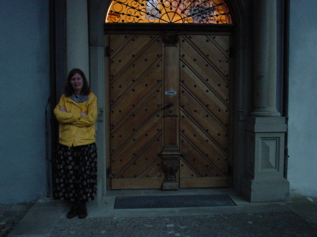 lynnAtChurchDoor.JPG, 6/20/2004